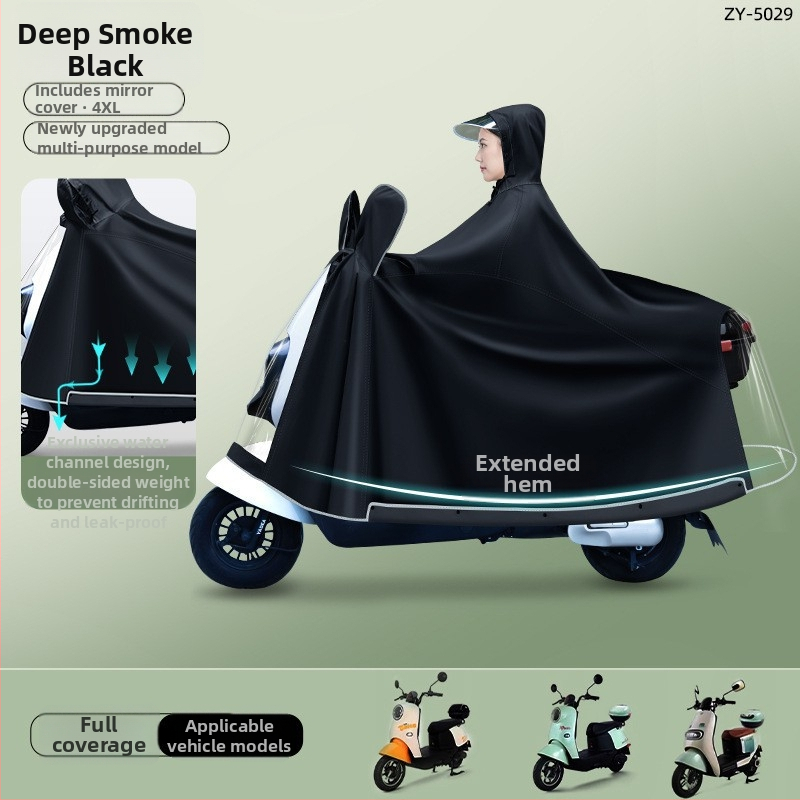 Celotelesný dažďový plášť pre motorku/elektrický skúter, Oxford látka, PVC vodotesný vrstva, hrubý štýl, 22 denier, Model ZY-5029