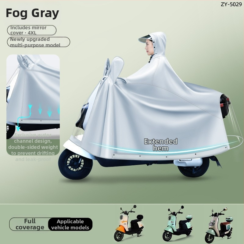 Celotelesný dažďový plášť pre motorku/elektrický skúter, Oxford látka, PVC vodotesný vrstva, hrubý štýl, 22 denier, Model ZY-5029