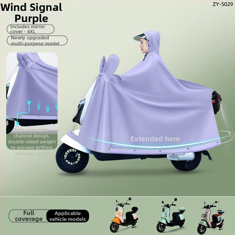 Celotelesný dažďový plášť pre motorku/elektrický skúter, Oxford látka, PVC vodotesný vrstva, hrubý štýl, 22 denier, Model ZY-5029