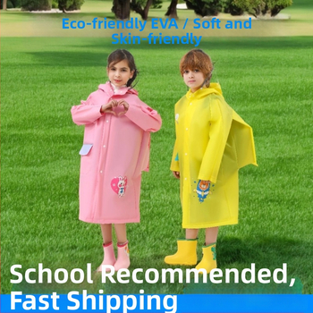 Detské pončo na dážď, EVA látka, cartoon štýl, kompatibilné s batohom, viacúčelové dážďové oblečenie