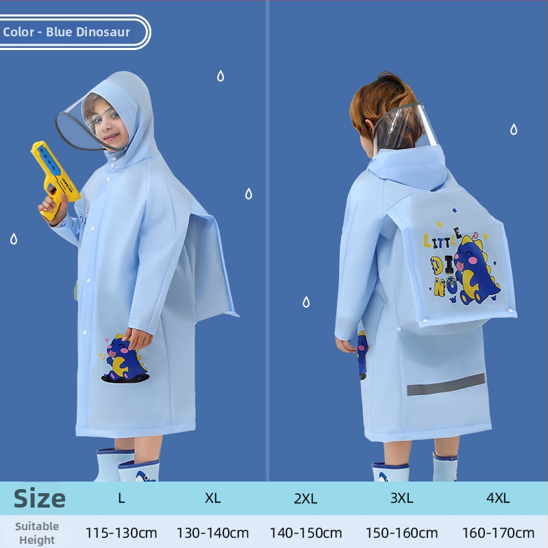 Detské pončo na dážď, EVA látka, cartoon štýl, kompatibilné s batohom, viacúčelové dážďové oblečenie