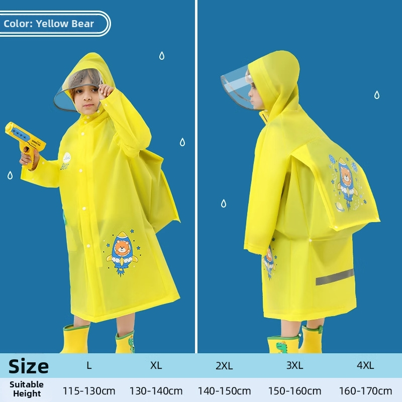 Detské pončo na dážď, EVA látka, cartoon štýl, kompatibilné s batohom, viacúčelové dážďové oblečenie