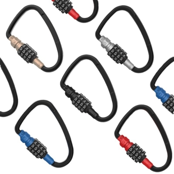 Mechanický zámok s kódom pre košík na prilbu bicykla – séria 10, materiál: železo/zinkový kov/ABS, hrúbka zámovej tyčky 10 mm, vzdialenosť tyčí 75 mm