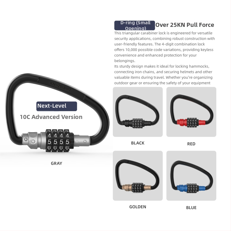 Mechanický zámok s kódom pre košík na prilbu bicykla – séria 10, materiál: železo/zinkový kov/ABS, hrúbka zámovej tyčky 10 mm, vzdialenosť tyčí 75 mm