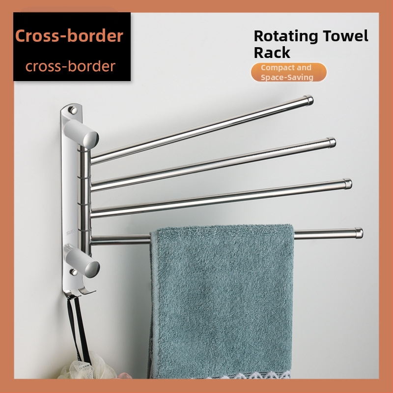 Držiak na uteráky z nehrdzavejúcej ocele, otočný, bez vŕtania, skladovací viacfunkčný, nosnosť 10 kg