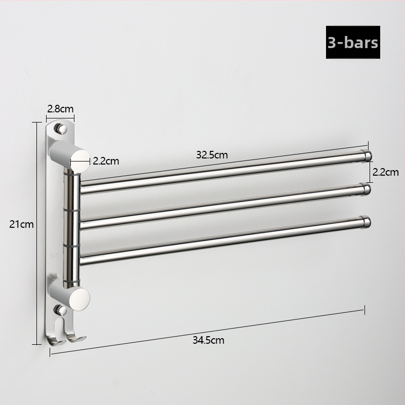 Držiak na uteráky z nehrdzavejúcej ocele, otočný, bez vŕtania, skladovací viacfunkčný, nosnosť 10 kg