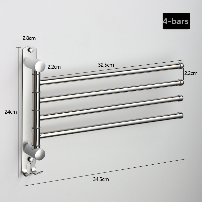 Držiak na uteráky z nehrdzavejúcej ocele, otočný, bez vŕtania, skladovací viacfunkčný, nosnosť 10 kg