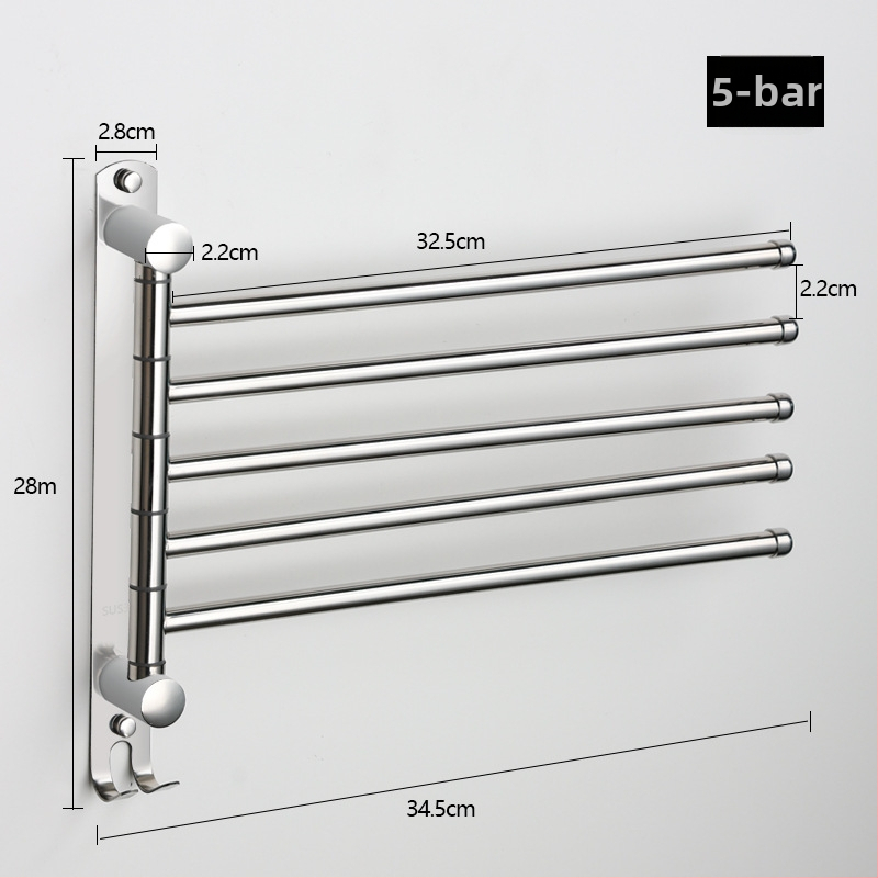 Držiak na uteráky z nehrdzavejúcej ocele, otočný, bez vŕtania, skladovací viacfunkčný, nosnosť 10 kg