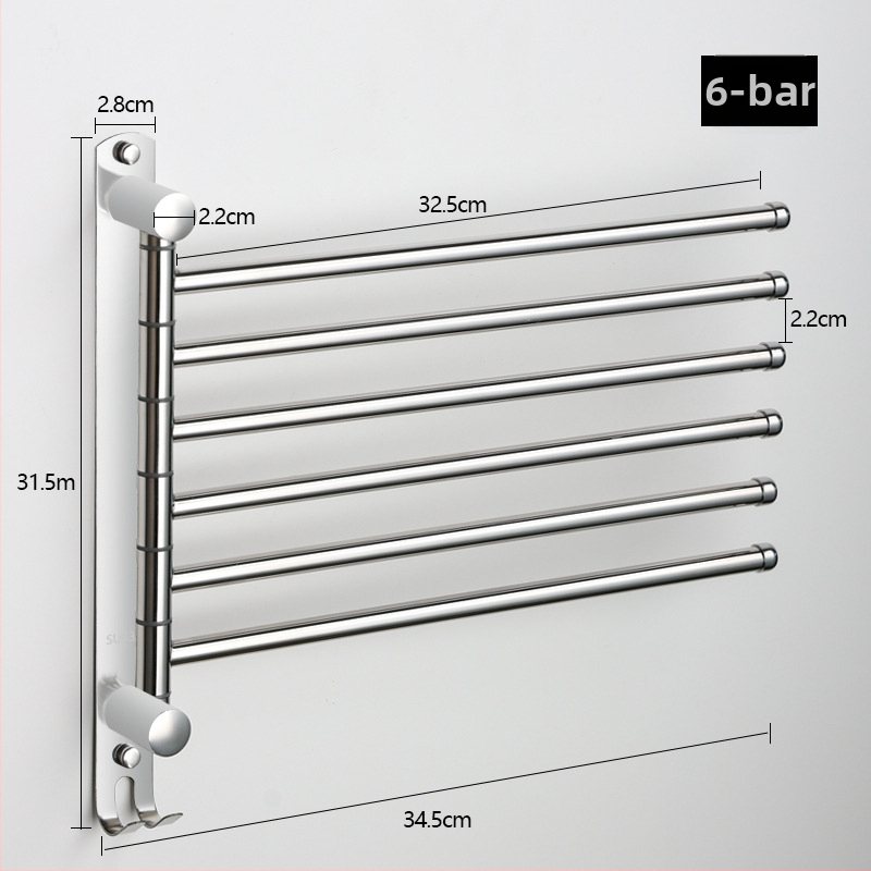 Držiak na uteráky z nehrdzavejúcej ocele, otočný, bez vŕtania, skladovací viacfunkčný, nosnosť 10 kg