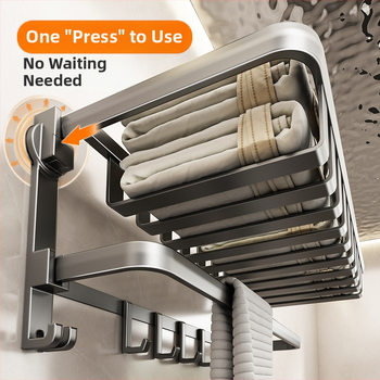 Nástenný vešiak na uteráky so saciovacími zátkami, z kovu, nosnosť 5 kg, 1 riadok, moderný minimalistický štýl, bez vŕtania