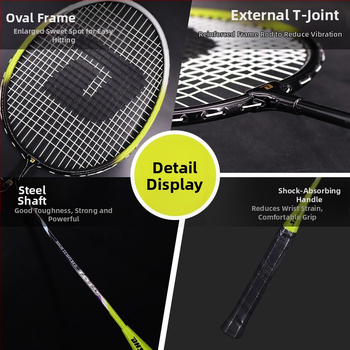 DHS 1012, 2 vienetų badminton raketės komplektas, aliuminio lydinio rėmas, nailono siūlai, pradedantiesiems jaunimui