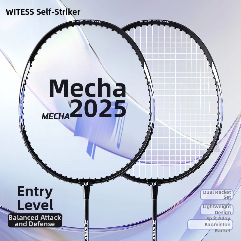 Witess bedmintonová raketa – rám z hliníkovej zliatiny, hmotnosť 95–100 g, úchyt G4, nylonové šnúry, rovný ťah – dvojdielna súprava na tréning