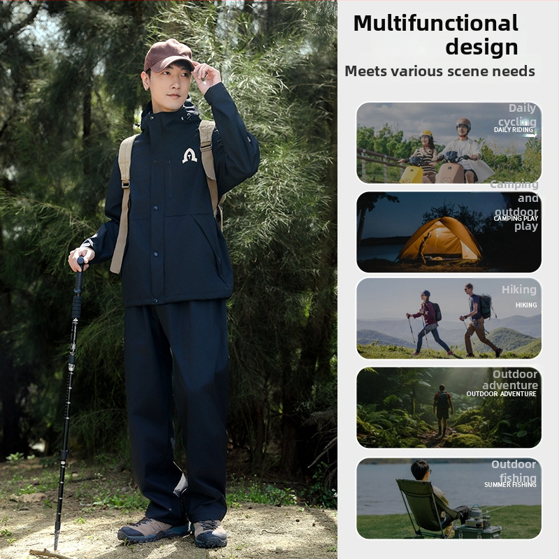 Unisex sada nepremokavých ponč pre dospelých — plná vodotesnosť tela, polyesterové pončo s PU lepením spojov, vhodné pre cyklistiku, turistiku a vonkajšie aktivity, pre jednu osobu