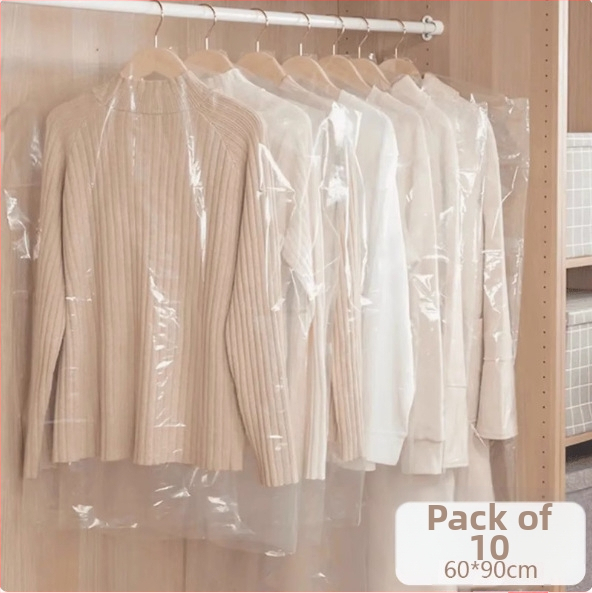 Ochranný obal proti prachu na oblečenie, PVC zosilnené, priehľadný, vhodný pre kabáty, bundy a obleky, domáce použitie