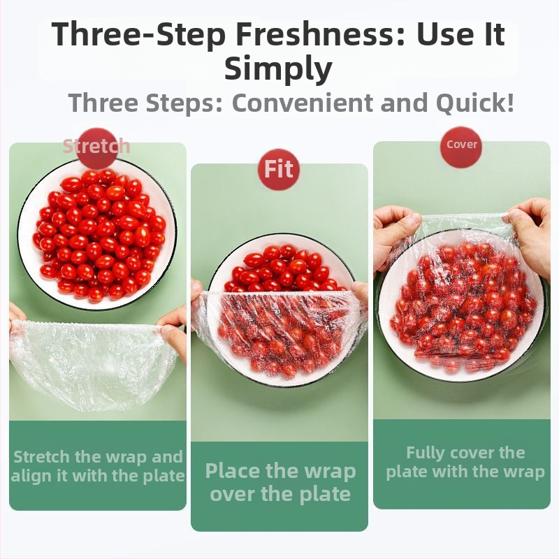 Jednorazové kryty fólií na zachovanie čerstvosti, potravinárska kvalita, PE materiál, 2 kusy, odolné voči -60°C až 140°C, pre domácnosť