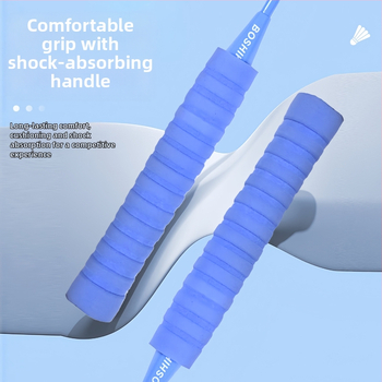 Bedmintonová raketa Bushi Card, rám zo zliatiny ferro, hmotnosť 95–100 g, vodorovný úder, nylonové šnúry