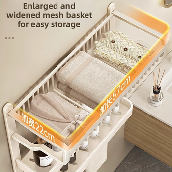 Jiayun hliníkový 3-podlažný bezvŕtový stojan na uteráky do kúpeľne s háčikmi a tyčou – nosnosť 10 kg, povrch s plastovým náterom, moderný ľahký luxusný štýl