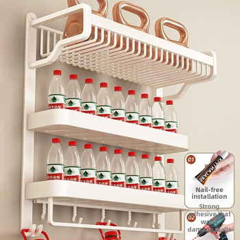 Jiayun hliníkový 3-podlažný bezvŕtový stojan na uteráky do kúpeľne s háčikmi a tyčou – nosnosť 10 kg, povrch s plastovým náterom, moderný ľahký luxusný štýl