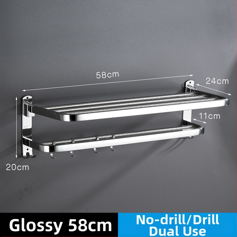 Stojan na uteráky z nerezovej ocele 304, na stenu, model YFN-001, nosnosť 20–25 kg, jedno poschodie, povrch: práškové lakovanie a leštenie