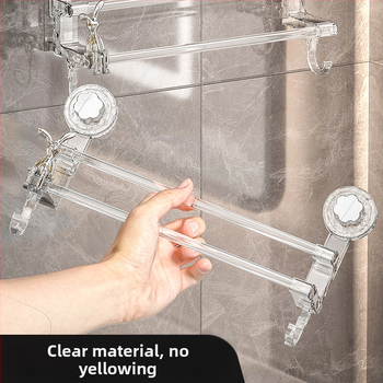 Držiak na uteráky s bezvrtaným sacím systémom, na stenu, dvojitá tyč, plast a nerezová oceľ