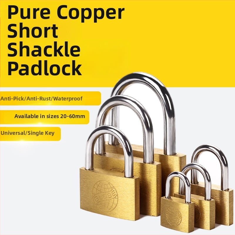 Meďový visací zámok, model G-type, materiál meď, štýl moderný minimalistický, vhodný pre skrinky v spálni, dvere miestnosti a kovové dvere