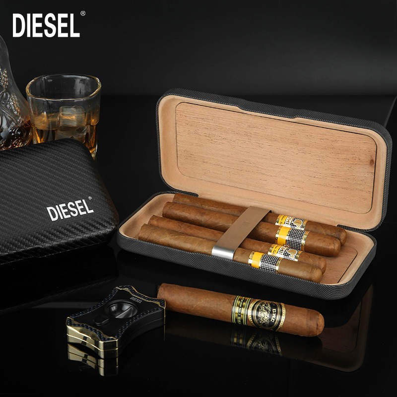 Prenosná krabička na cigáre, materiál Cortex, štýl Light Luxury, manuálne ovládanie