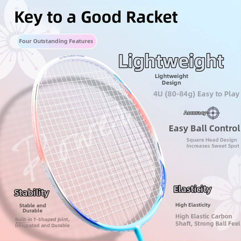 WITESS badmintonová raketa z karbónových vlákien, hmotnosť 80–84 g, nylonové struny, rovný hriadeľ, úchyt G5, vhodná pre badminton a tenis, tréning