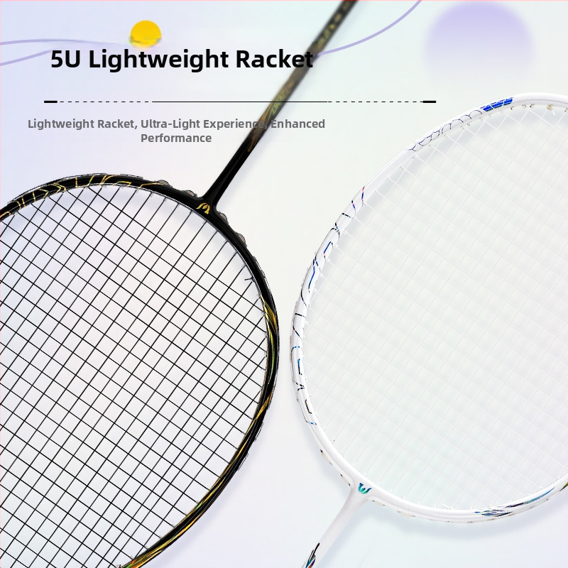 Bedmintonová raketa pre mužov a ženy, rám z karbónového vlákna, hmotnosť 80–84 g, hrúbka gripu G4, priamy úder, nylonové struny
