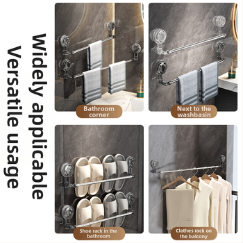 Nerezový vešiačik na uteráky s prísavkou, bez vŕtania, výsuvný, do kúpeľne