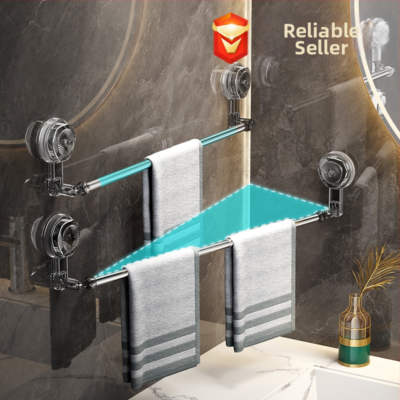 Nerezový vešiačik na uteráky s prísavkou, bez vŕtania, výsuvný, do kúpeľne