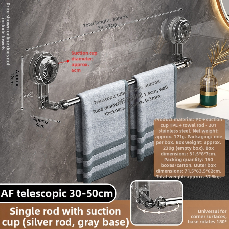 Nerezový vešiačik na uteráky s prísavkou, bez vŕtania, výsuvný, do kúpeľne