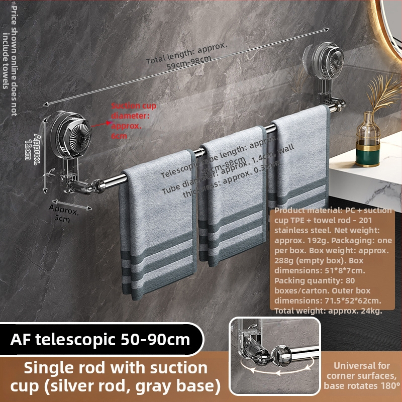 Nerezový vešiačik na uteráky s prísavkou, bez vŕtania, výsuvný, do kúpeľne