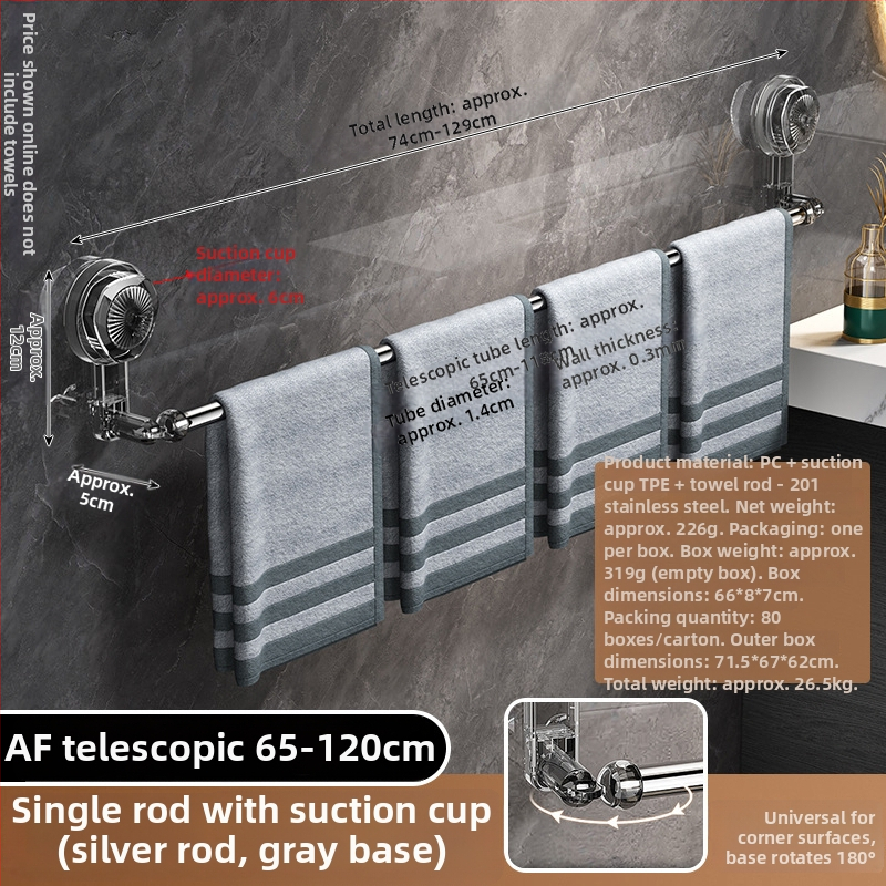 Nerezový vešiačik na uteráky s prísavkou, bez vŕtania, výsuvný, do kúpeľne