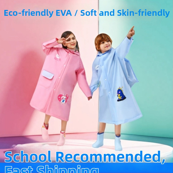Detský dažďový pončó z EVA materiálu, cartoon štýl, viacúčelové dažďové pončo pre deti, konvenčná hrúbka, bez impregnácie