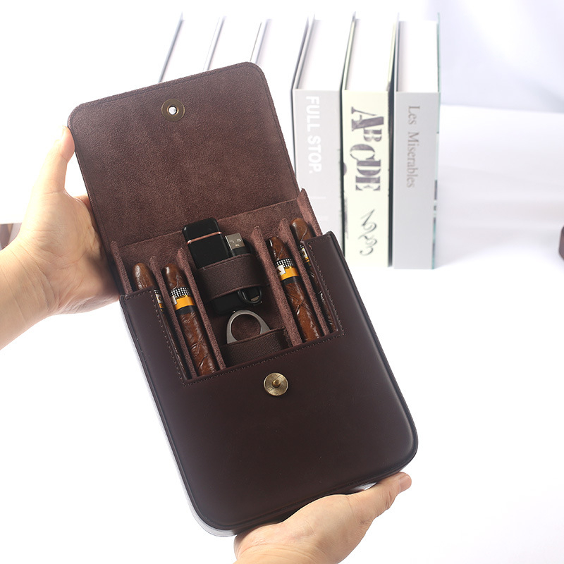 Box na cigare s humidorom – koža, škandinávsko-európsky štýl, ľahký luxus, ručne vyrobené, prispôsobiteľné, model SMZ-103