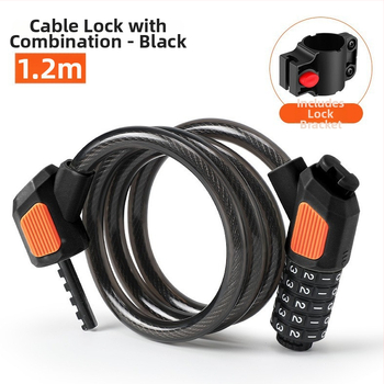 Päťčíselný zámok na bicykel JOHORSE CB-11028, oceľové lanko, všeobecné použitie, hmotnosť 500 g