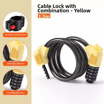 Päťčíselný zámok na bicykel JOHORSE CB-11028, oceľové lanko, všeobecné použitie, hmotnosť 500 g