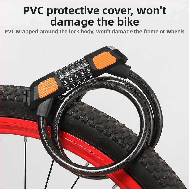 Piecu ciparu velosipēdu koda atslēga JOHORSE CB-11028, tērauda kabelis, vispārējā izmantošana, svars 500 g