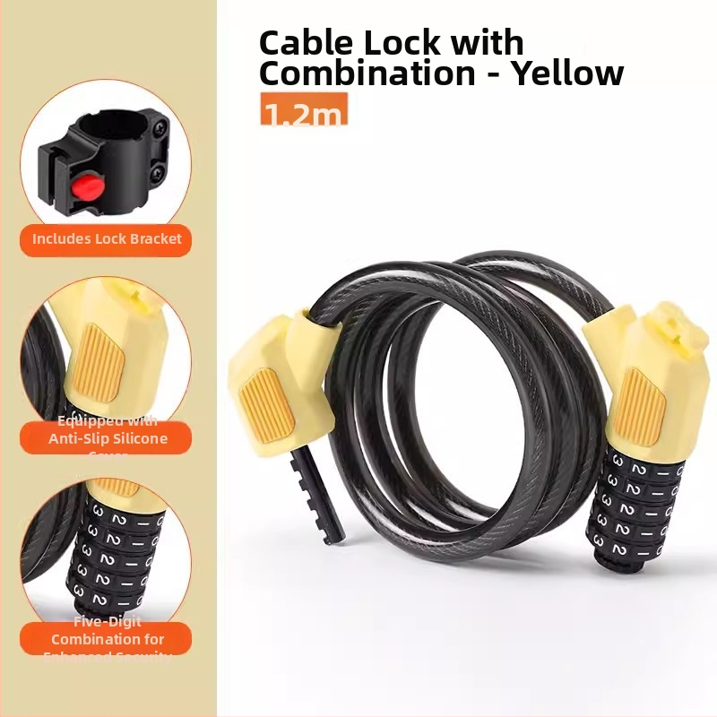 Piecu ciparu velosipēdu koda atslēga JOHORSE CB-11028, tērauda kabelis, vispārējā izmantošana, svars 500 g