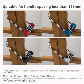 Rukoväť skrinky s číselným zámkom | model JL-115, materiál: zliatina zinku + PC, hrúbka zámkovej tyče 7 mm, rozstup zámkovej tyče 43 mm, typ: čísla, štýl: moderná jednoduchosť