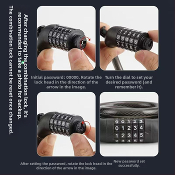 Zámok na bicykel s heslom a oceľovým káblom, prenosný anti‑krádežný zámok pre horské bicykle