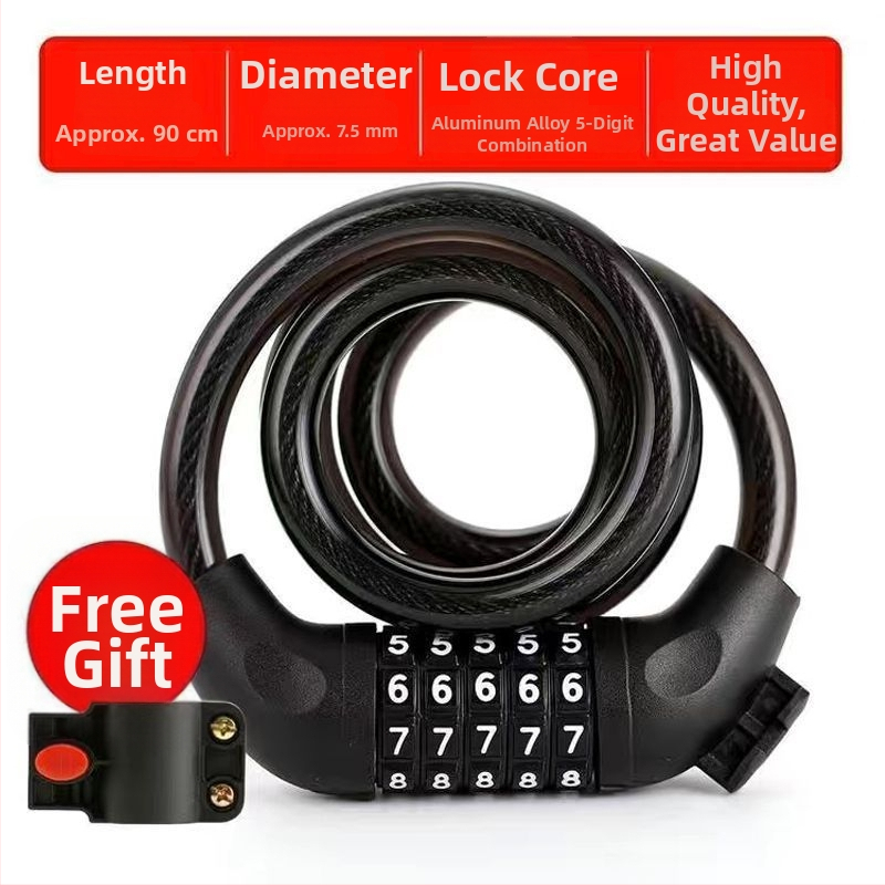 Zámok na bicykel s heslom a oceľovým káblom, prenosný anti‑krádežný zámok pre horské bicykle