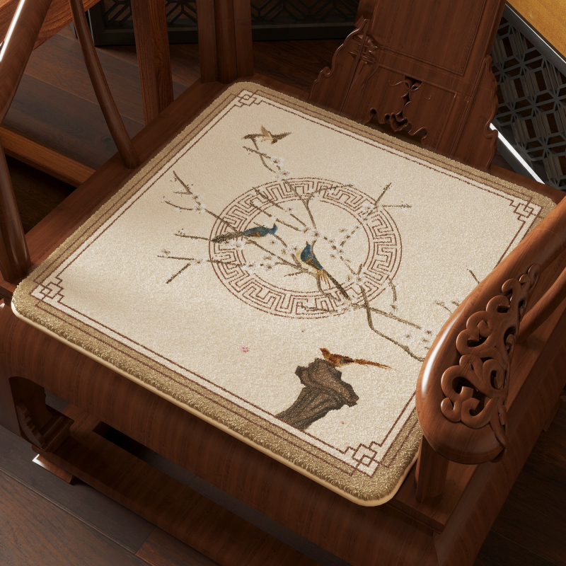 Naujojo Kinų stiliaus kėdės pagalvėlė su augalų ir gėlių spaudu; medžiaga viskozės pluoštas; užpildas poliesteris; tinka svetainei, miegamajam, studijai, restoranui