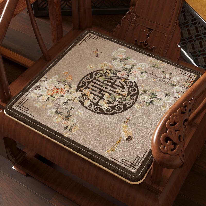 Naujojo Kinų stiliaus kėdės pagalvėlė su augalų ir gėlių spaudu; medžiaga viskozės pluoštas; užpildas poliesteris; tinka svetainei, miegamajam, studijai, restoranui