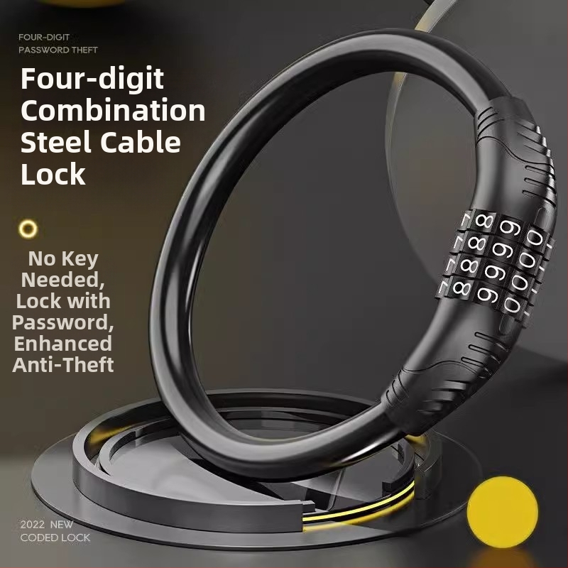Reťazová zámka na horské kolo, 4-ciferný kód, proti krádeži, prenosná