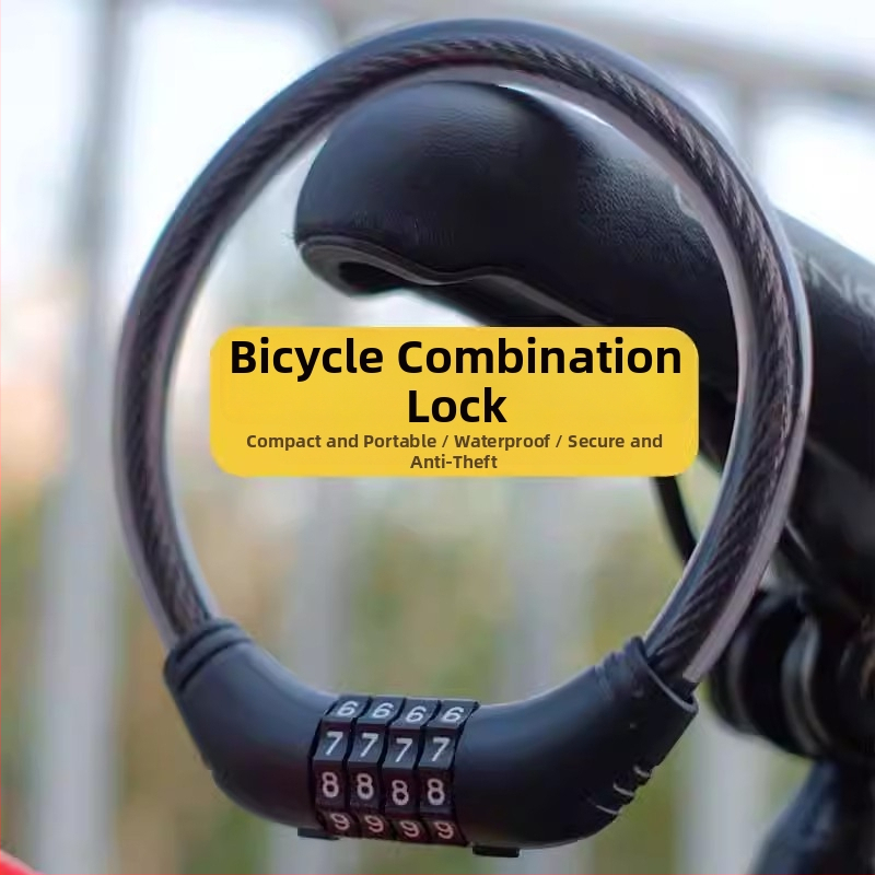 Kalnu velosipēda ķēdes slēdzene ar 4 ciparu paroli, pret zādzību, pārnēsājama