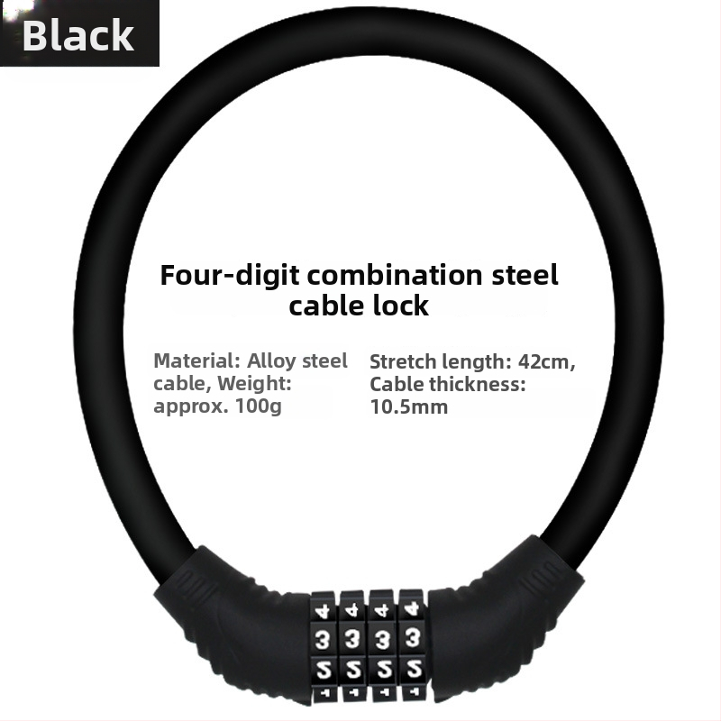Reťazová zámka na horské kolo, 4-ciferný kód, proti krádeži, prenosná