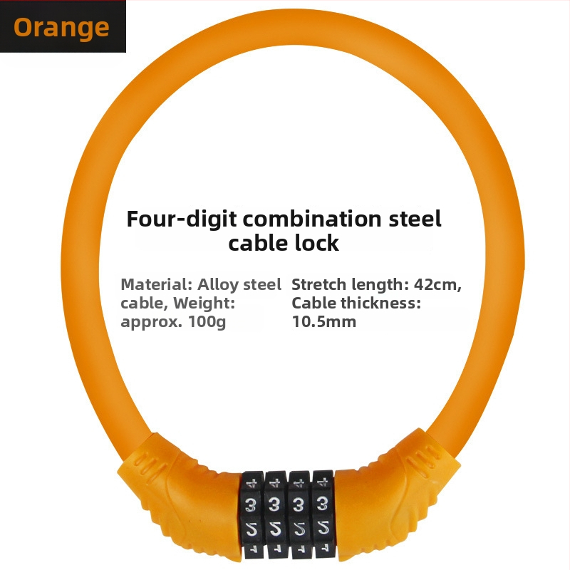 Reťazová zámka na horské kolo, 4-ciferný kód, proti krádeži, prenosná