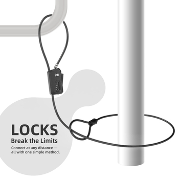 01D6-ADJ Zámok s heslom pre bicykle, kočíky, kolobežky a elektrické bicykle — nekonečne nastaviteľný, telo zo zliatiny zinku, 335 g