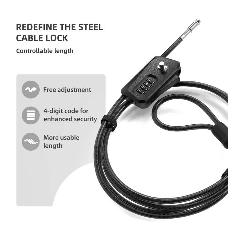 01D6-ADJ Zámok s heslom pre bicykle, kočíky, kolobežky a elektrické bicykle — nekonečne nastaviteľný, telo zo zliatiny zinku, 335 g